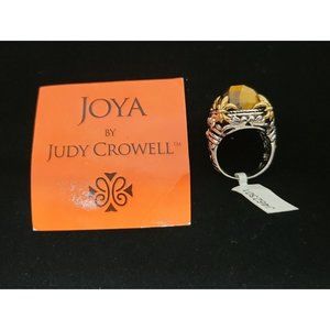 JOYA By Judy Crowell Sterling Silver Fancy Cut Gemtone Tiger Eye Sz c6 Inclusion